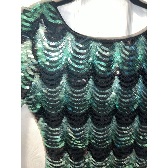 Midnight Doll Dress Womens S Green Silver Sequins Nightclub Swifty Bodycon Party - Picture 3 of 8